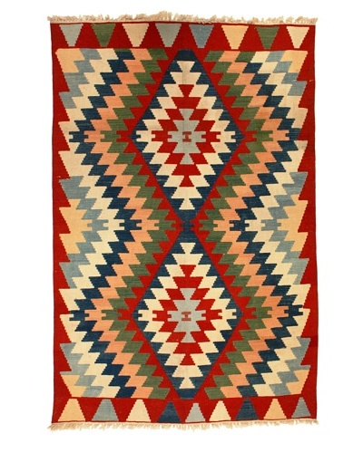 Kilim Rug, Red/Blue/Green/White