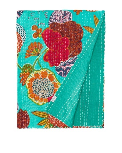 Printed Kantha, Turquoise, 60 x 90