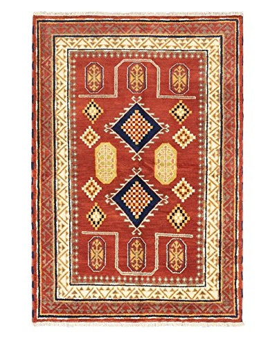 Hand-Knotted Royal Kazak Wool Rug, Dark Copper, 5' 6 x 7' 11