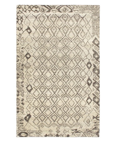 Hand-Knotted Mystique Gabbeh Modern Rug, Cream, 4′ 1 x 7′ 1