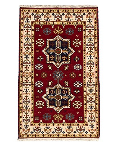 Hand-Knotted Royal Kazak Wool Rug, Red, 3′ x 5′