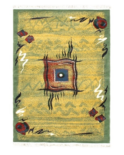 Alicante Rug, Green/Light Gold, 5' 3 x 7' 5