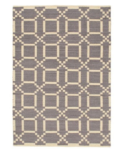 Hand Woven Natural Plush Kilim, Cream/Grey, 5' 1 x 7' 7