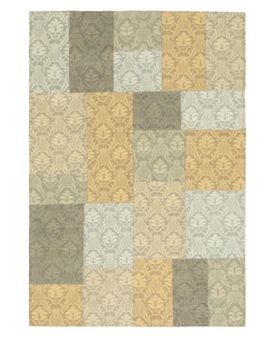 Hand Woven Collage Dhurrie Rug, Light Gold/Light Gray, 4' 1 x 6'