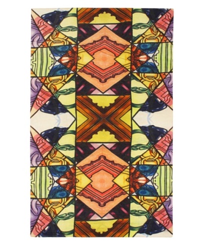 Vibrance Modern Dhurrie, Gold/Light Green, 5' x 8'