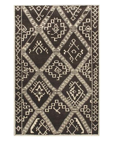 Hand-Knotted Himalaya Gabbeh Wool Rug, Black Yellow/Cream, 5' x 8'