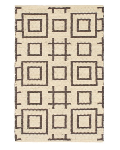 Hand Woven Natural Plush Kilim, Cream, 3' 7 x 5' 5