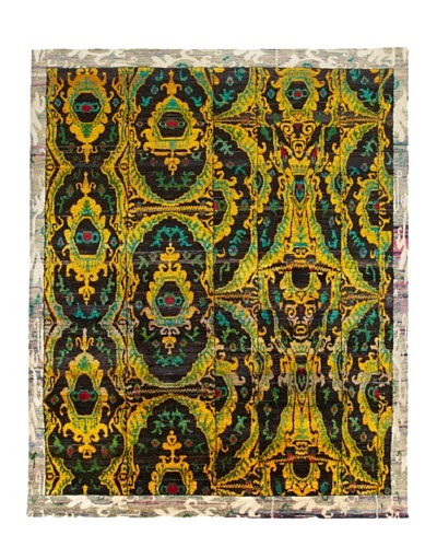 Silk Hand-Knotted Ikat Rug [Gold/Brown Multi]