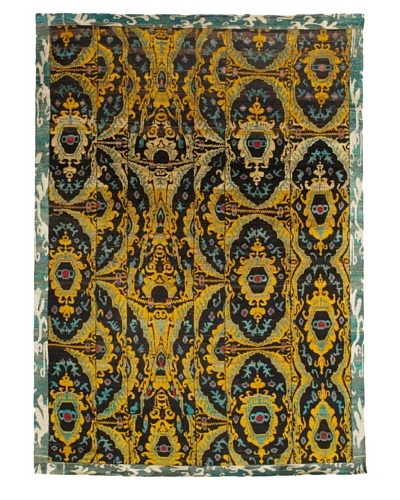 Silk Hand-Knotted Ikat Rug [Gold/Brown Multi]