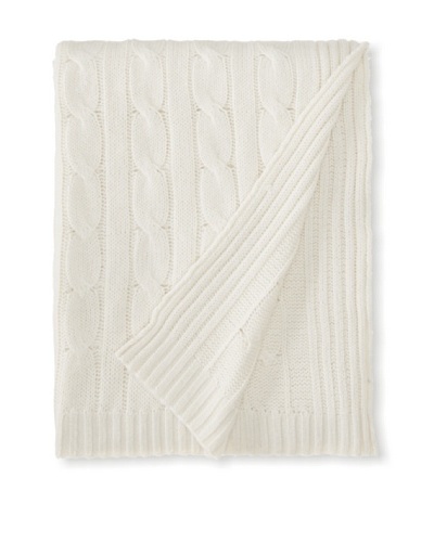 a & R Cashmere Cable Knit Wool and Cashmere Throw, Crème Fraîche, 50″ x 65″