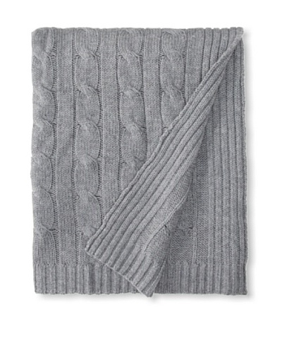 a & R Cashmere Cable Knit Wool and Cashmere Throw, Heather Grey, 50 x 65