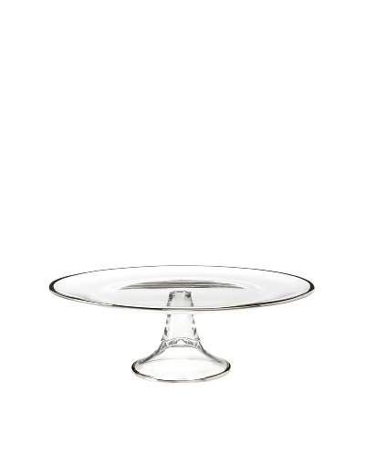 A Casa K Giar 1 Décor Crystal Round Footed Platter, Clear/Platinum