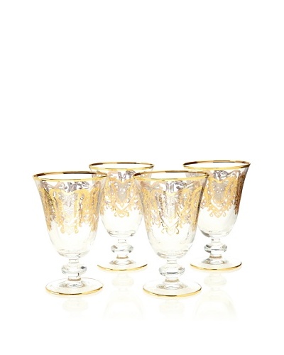 A Casa K York Set of 4 Décor Crystal 12-Oz. Water Glasses, Clear/Gold