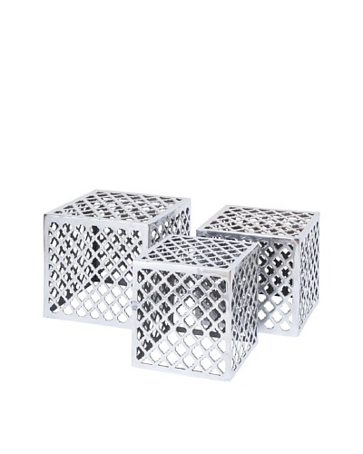 UMA Set of 3 Aluminum Stools, Silver