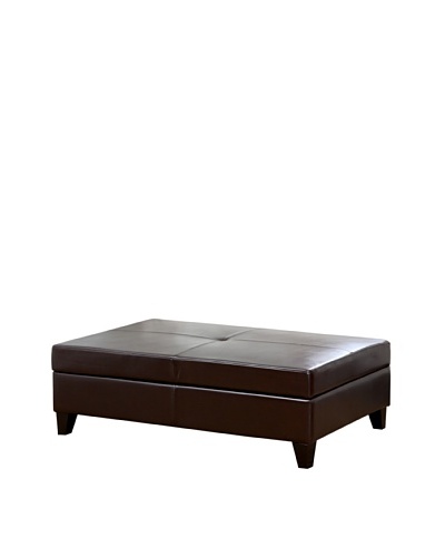 Abbyson Living Zembadah Leather Storage Ottoman, Dark Truffle