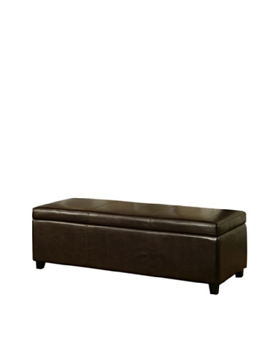 Abbyson Living Camberton Leather Storage Ottoman, Dark Truffle