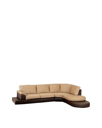 Abbyson Living Cadah Mocha Microsuede Sectional Sofa With Ottoman, Rich Mocha