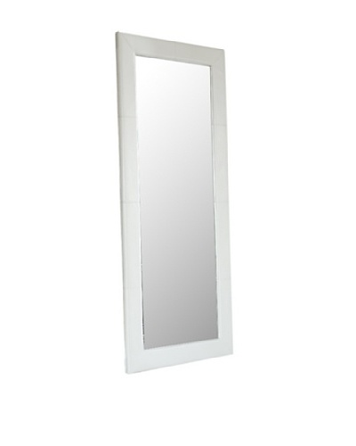 Abbyson Living Blaketon Leather Large Floor Mirror, Pure White