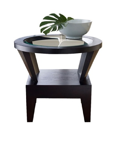 Abbyson Living Fairfax Round Glass End Table, Espresso