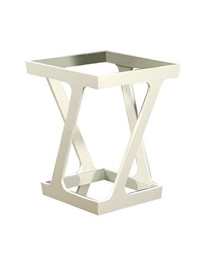 Abbyson Living Accara Glass End Table, White Gloss