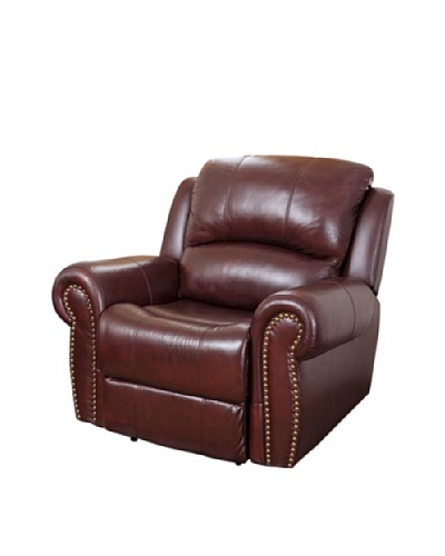 Abbyson Living Hogan Reclining Italian Leather Armchair, Burgundy