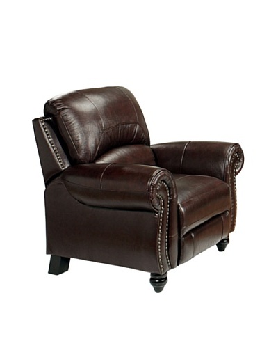 Abbyson Living Herzina Leather Pushback Reclining Armchair, Burgundy