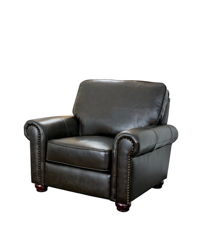 Abbyson Living London Top Grain Leather Armchair, Dark Truffle