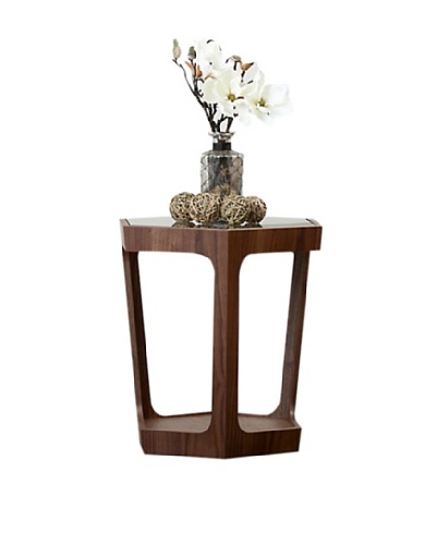 Abbyson Living Accara Glass End Table, Walnut