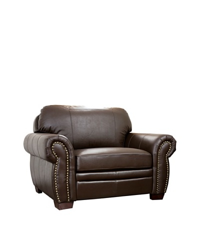 Abbyson Living Vista Sea Oversize Italian Leather Chair, Dark Truffle