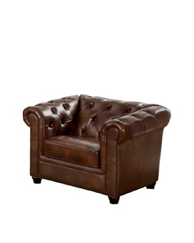 Abbyson Living Pasadeena Italian Leather Armchair, Chestnut Brown