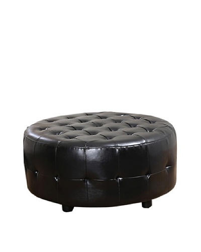 Abbyson Living Durner Round Bonded Leather Cocktail Ottoman