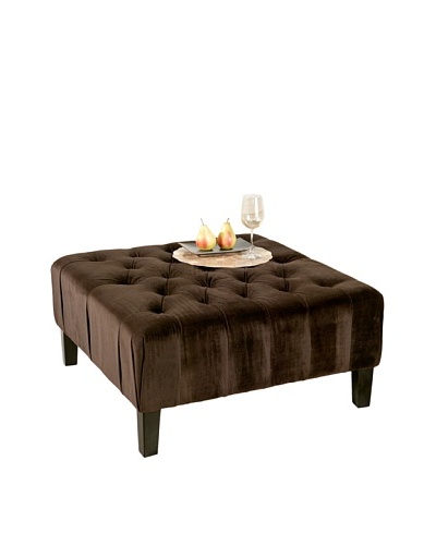 Abbyson Living Valentino Square Tufted Ottoman, Dark Brown