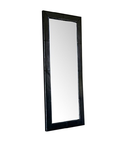 Abbyson Living Blaketon Leather Large Floor Mirror, Jet Black