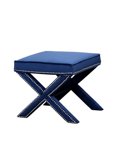 Abbyson Living Arcus Nailhead Trim Ottoman Bench, Blue