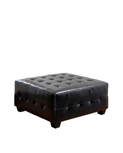 Abbyson Living Benthood Leather Square Cocktail Ottoman, Dark Truffle