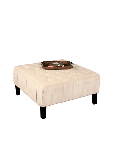 Abbyson Living Valentino Square Tufted Ottoman, Cream