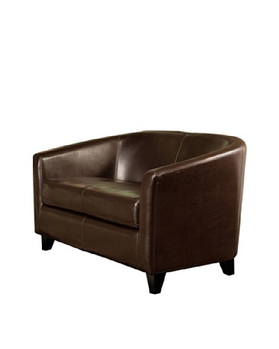 Abbyson Living Rossten Leather Loveseat, Dark Truffle