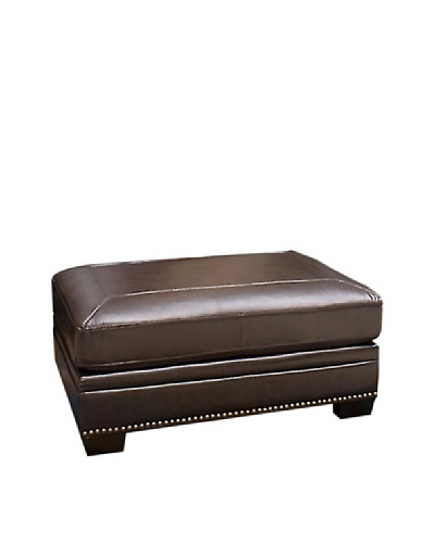 Abbyson Living Foura Italian Leather Ottoman, Dark Truffle