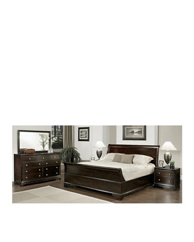 Abbyson Living Capriva 5-Piece Sleigh King-Size Bedroom Set, Dark Truffle