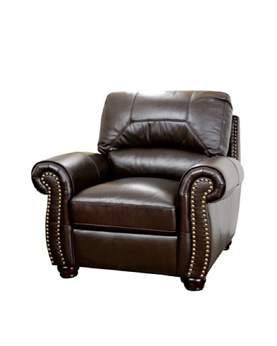 Abbyson Living Berneen Italian Leather Armchair, Dark Truffle