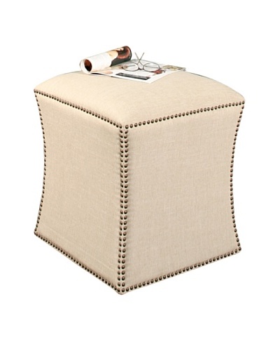 Abbyson Living Berly Nailhead Trim Ottoman, Cream