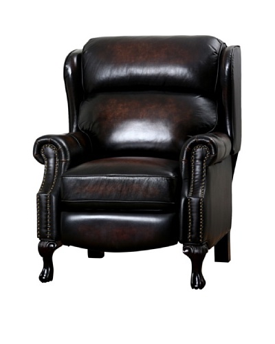 Abbyson Living Veda Hand Rubbed Top Grain Leather Pushback Recliner, Brown