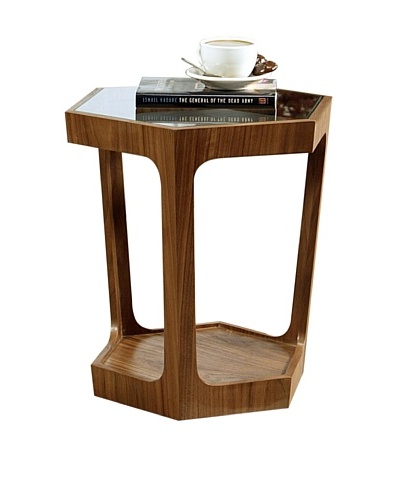 Abbyson Living Enzo Glass Walnut End Table