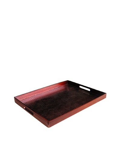 Accents by Jay Alligator Rectangular Tray with Handles, Red