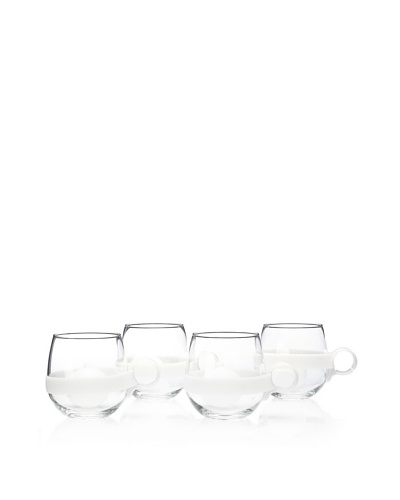 AdNArt Set of 4 Glass Teaball Mugs with Silicone Infusers, White, 16.75-Oz.