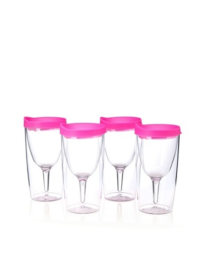 AdNArt Set of 4 Vino 2 Go Cups, Pink, 10-Oz.