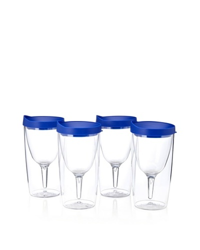 AdNArt Set of 4 Vino 2 Go Cups, Blue, 10-Oz.