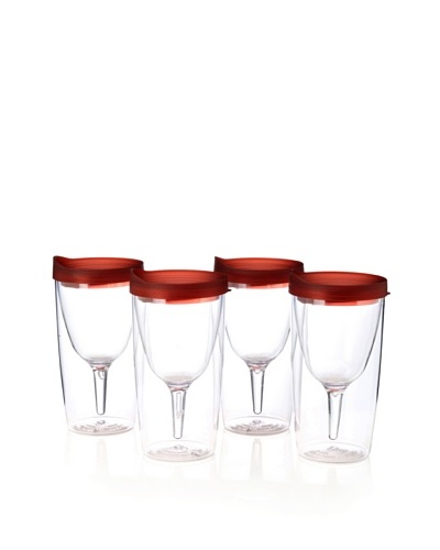 AdNArt Set of 4 Vino 2 Go Cups, Red, 10-Oz.