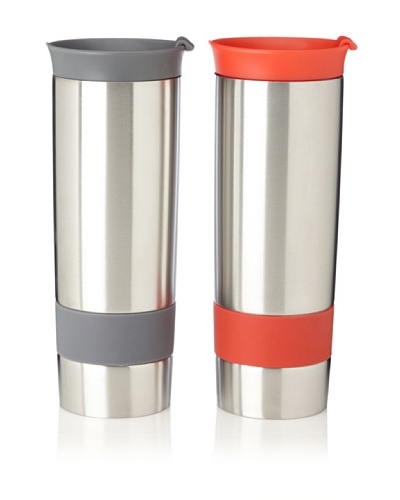 AdNArt Set of 2 The Hot Press Mugs, Grey/Red, 16-Oz.