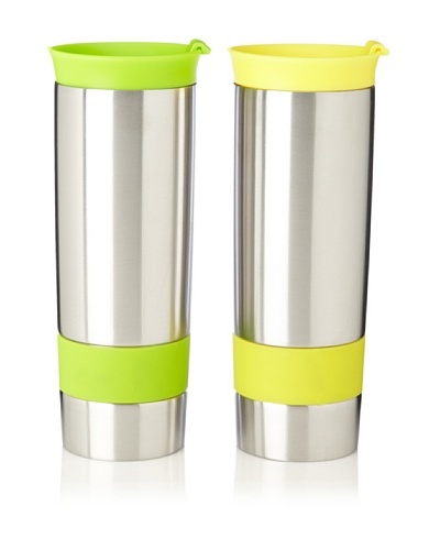 AdNArt Set of 2 The Hot Press Mugs, Yellow/Lime, 16-Oz.